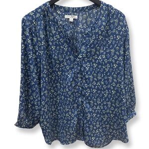 JACHS Girlfriend Blue Boxy Buttoned Blouse